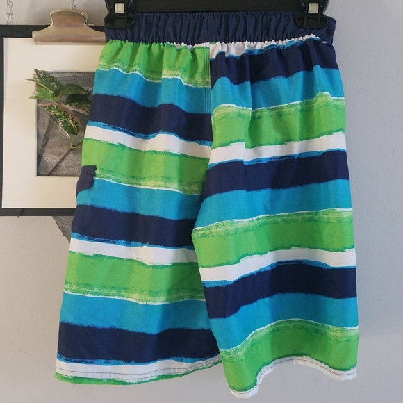 Adidas Boy's Striped Beach Swim Trunks Board Shorts M - Picture 2 of 5